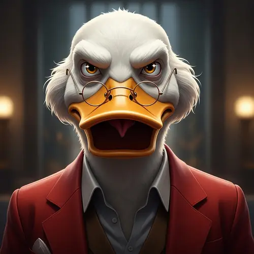 Distinguished Anthropomorphic Duck Portrait | Wisdom in Red Jacket