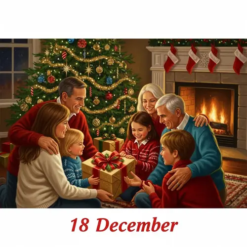 Festive Holiday Scene with Family Gathering and Christmas Tree