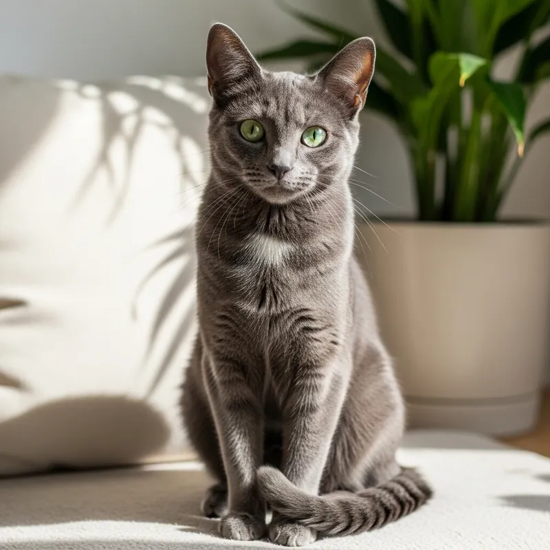 Graceful Domestic Cat with Shiny Fur