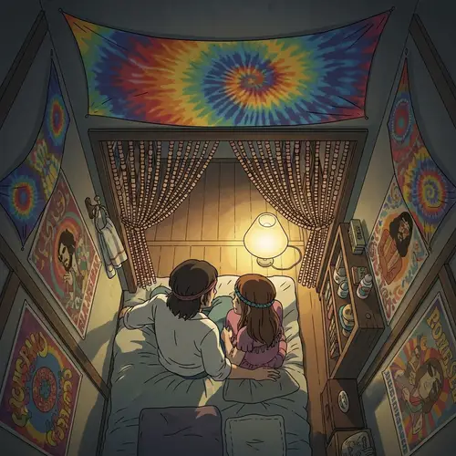 Bohemian Couple in Hippie Bedroom | Ghibli Style