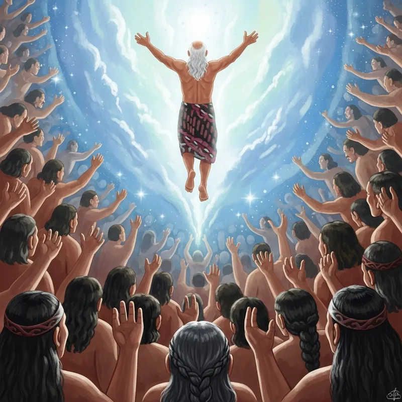 Maori Spirit Ascension: Ancestral Reunion in Heavenly Art