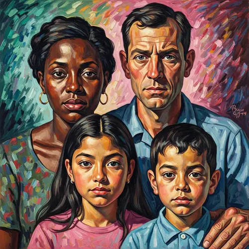 Emotional Family Portrait: 20th Century Expressionism Art