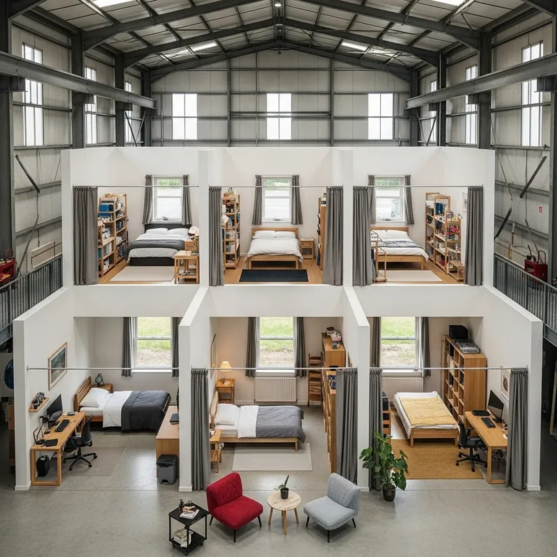 5-Room Dormitory in Workshop Steel Building Conversion 5-Room Dormitory in Workshop Steel Building Conversion
