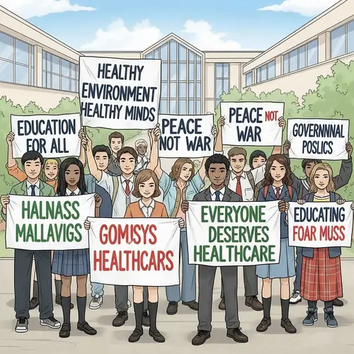 Diverse Students Advocate for Government Policies on School Campus