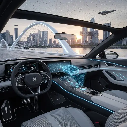 Futuristic Car Interior Design on Bridge