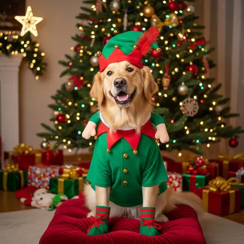 Cheerful Christmas Elf Dog Costume | Fun and Engaging
