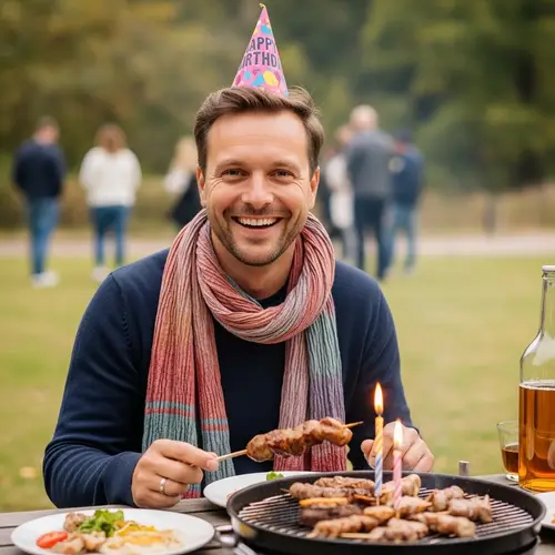 Cheerful German Man Birthday Celebration in Berlin Grunewald