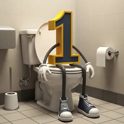 Whimsical Number 1 on a Toilet - Fun Cartoon Design