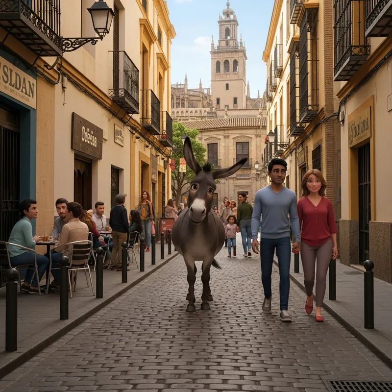 Animated Donkey in Seville | City Life Adventure
