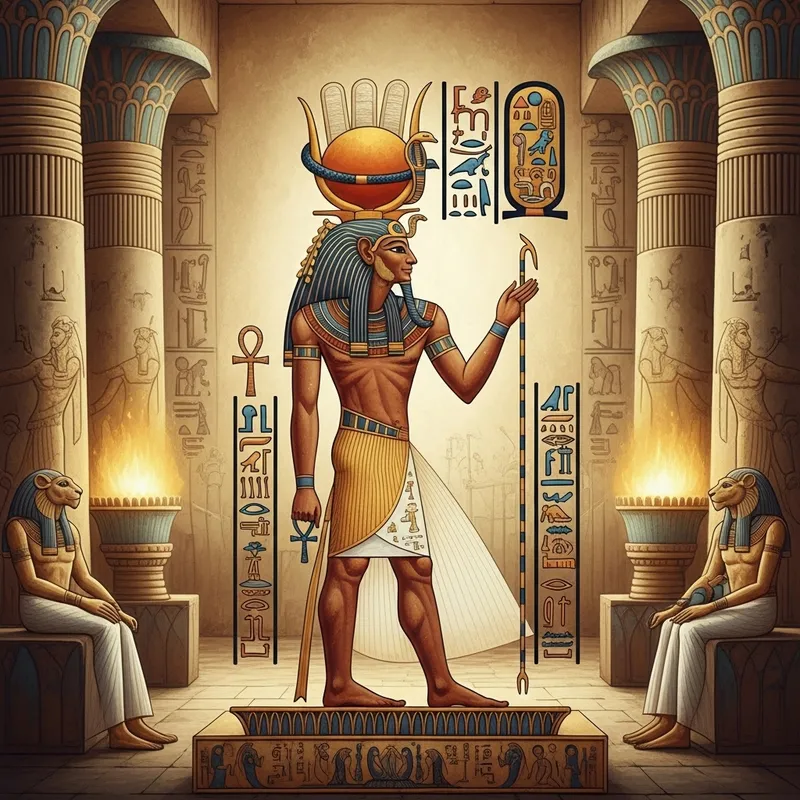 Amun-Ra: Ancient Egyptian God with Lion Body and Sun Disk Art