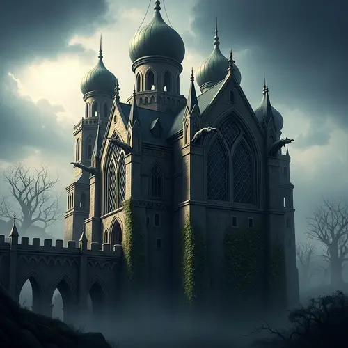Gothic Russian Castle with Onion Domes - Architectural Fusion