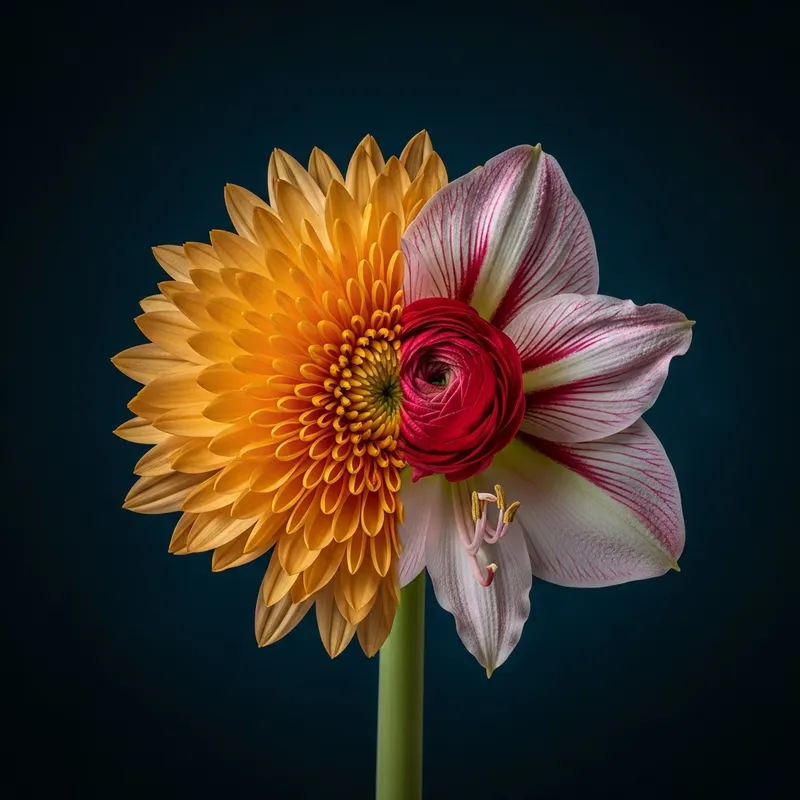 Vibrant Floral Fusion: Chrysanthemum, Amaryllis & Ranunculus Bouquet