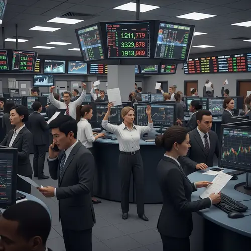 Diverse Stock Traders on Busy Trading Floor | Live Updates & Financial Buzz