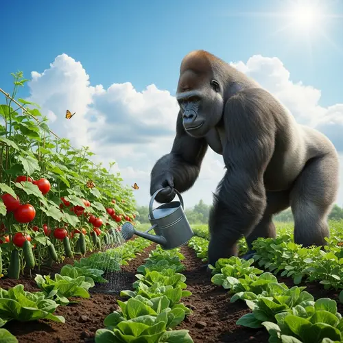 Gorilla Grows Cannabis in Lush Vegetable Garden