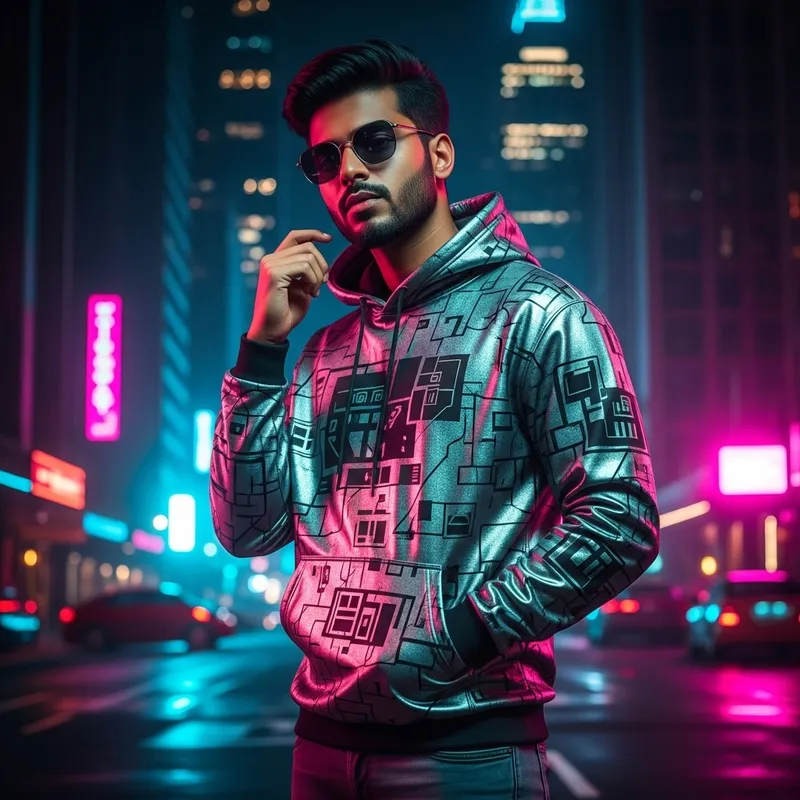 Street Style Hoodie Model | Urban Futuristic Fashion Street Style Hoodie Model | Urban Futuristic Fashion