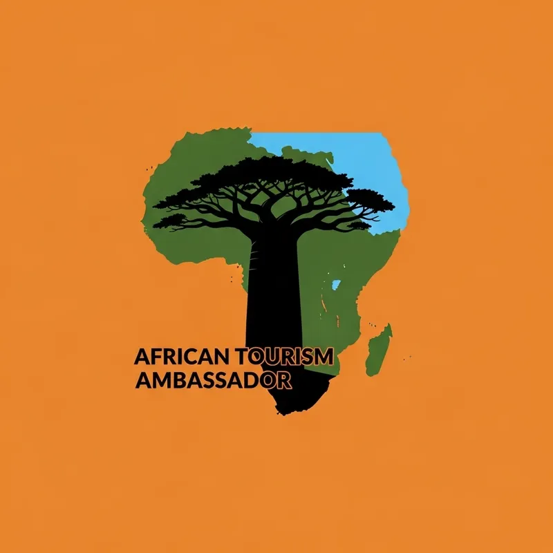 African Toursom Ambassador Logo: Baobab Tree Shape of Map