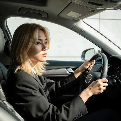 Blonde Korean Driver in Luxurious Audi Vehicle