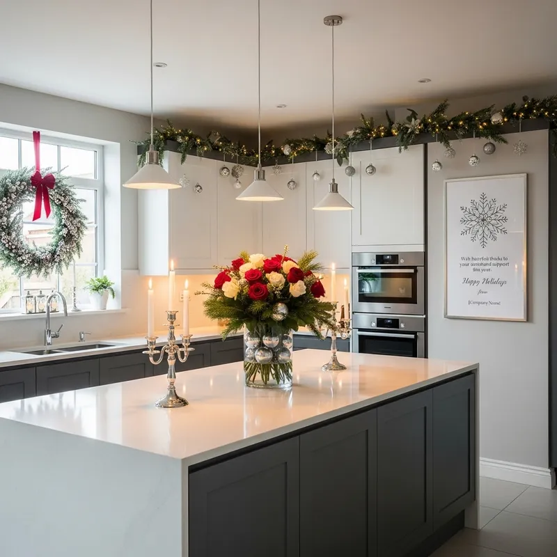 Elegant Modern Kitchen Embellished with Christmas Decor