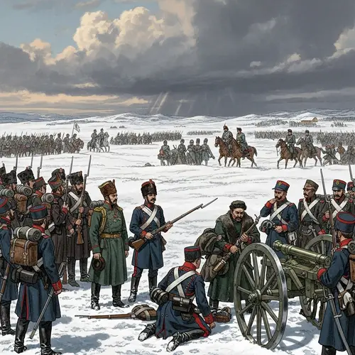 19th Century Battlefield Scene in Snowy Russia