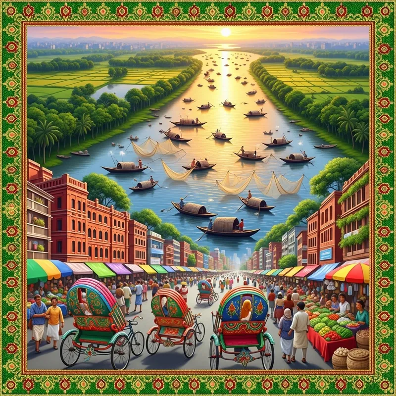 Experience the Enchanting Beauty of Bangladeshi Landscapes with Traditional Motif
