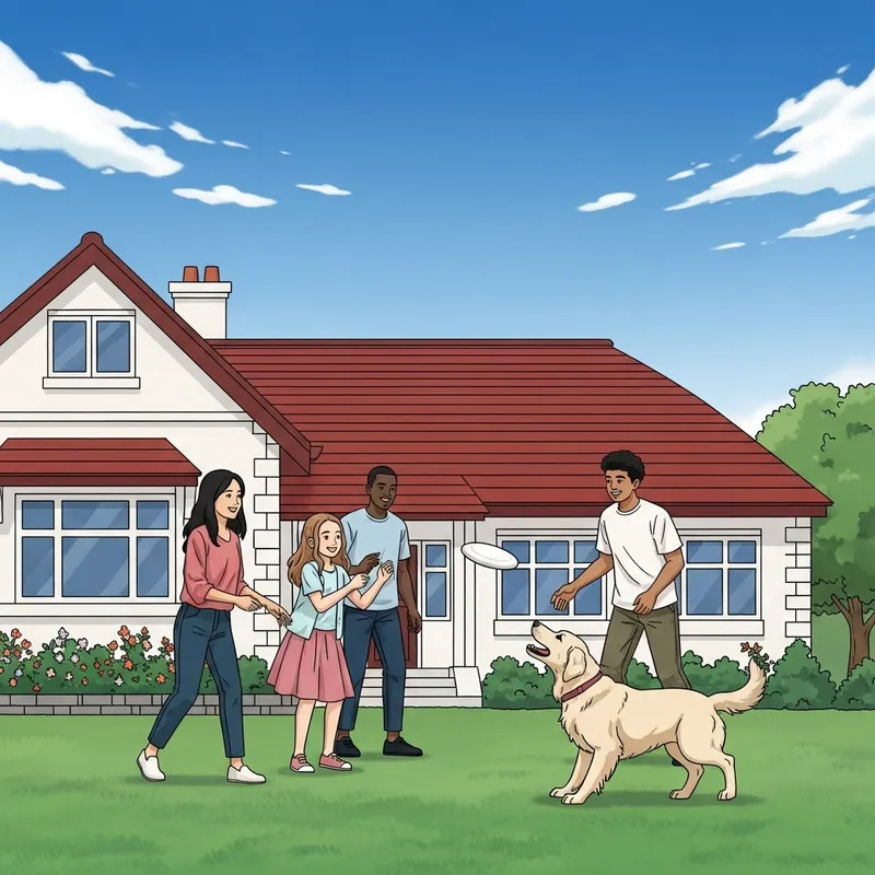 Joyful Multicultural Family Playing Outside Home