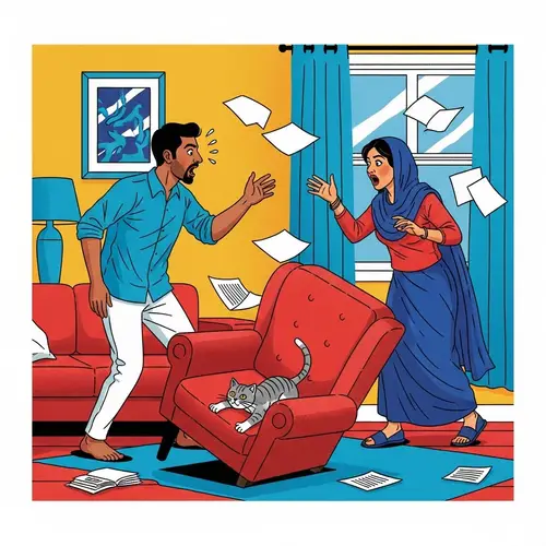 Chaos Unleashed: Husband Scolded by Wife in South Asian Middle-Eastern Fusion Scene
