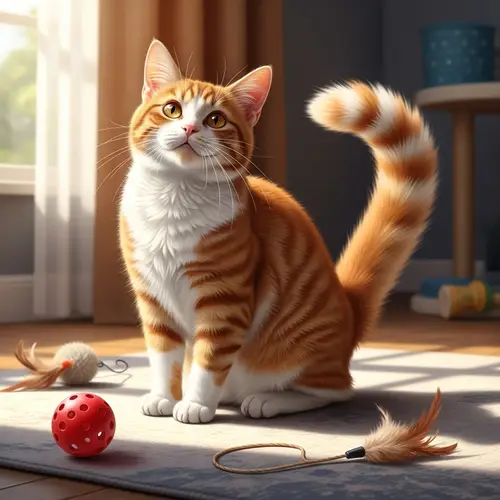 Enchanting House Cat with Ginger and White Fur