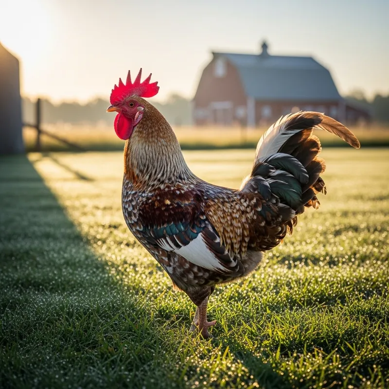 Majestic Rooster in Rustic Farm Setting