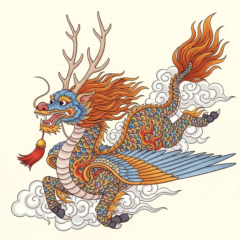 Traditional Vietnamese Con Lan Creature - Folklore Art Details