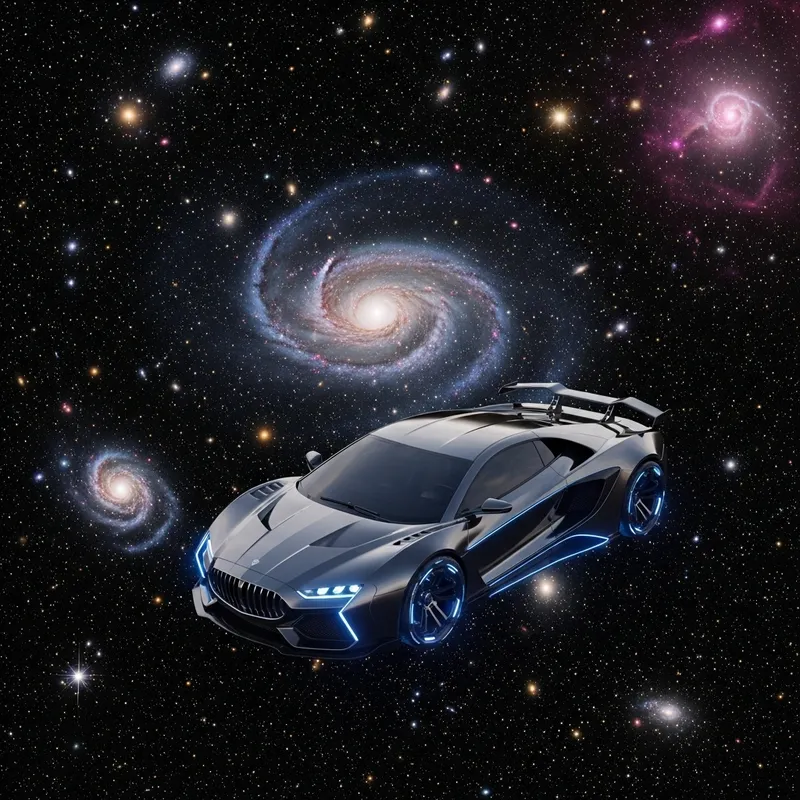 Sport Car in Space - Futuristic Adventure