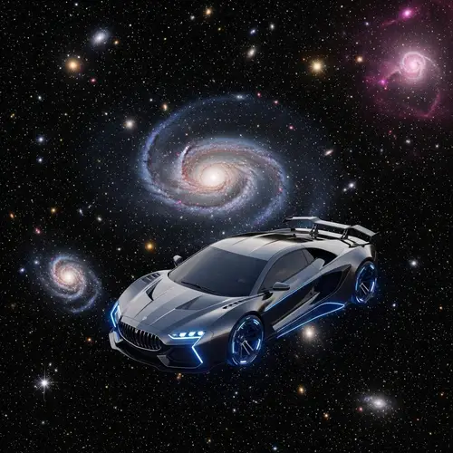 Sleek Sport Car in Space - Automotive Adventure