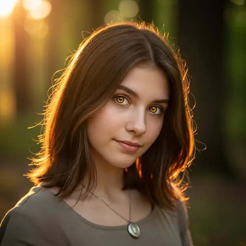 Captivating 16-Year-Old Girl with Gold Highlights in Brown Hair