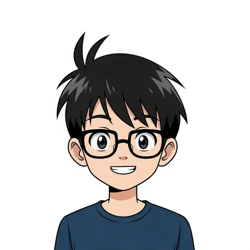 Cheerful Anime Boy Character in Dark Blue T-shirt | Chipi