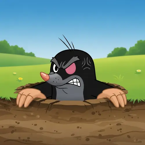 Irate Mole Cartoon: Funny Angry Mole Peeking Out | Green Meadow