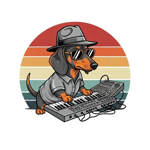 Cartoon Dachshund Musician - Hip Dachshund Vector Art