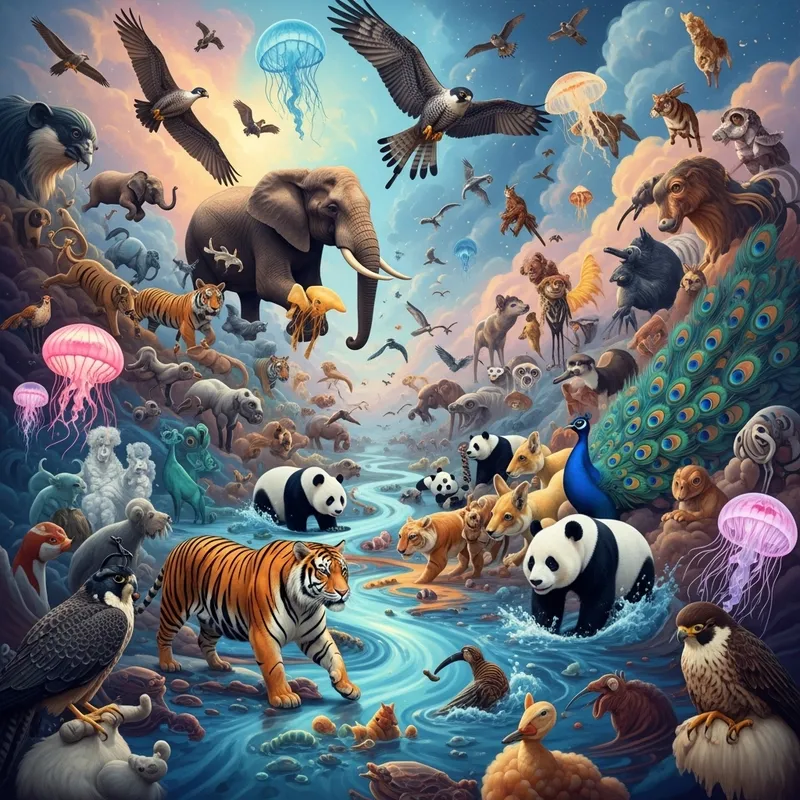 Abstract Animals: A Vibrant Fantasy Scene