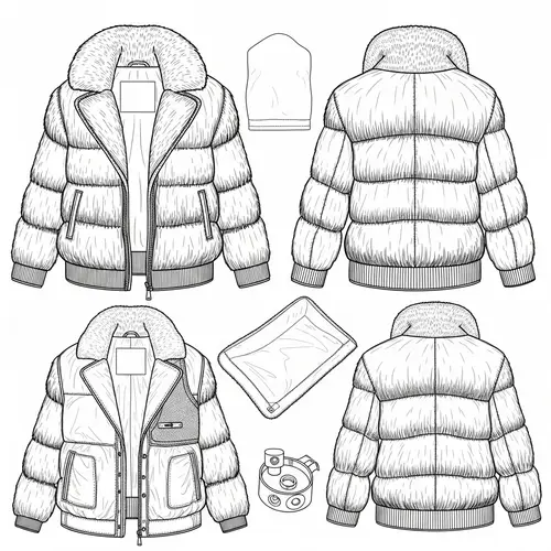 Detailed Fur Jacket Technical Drawing