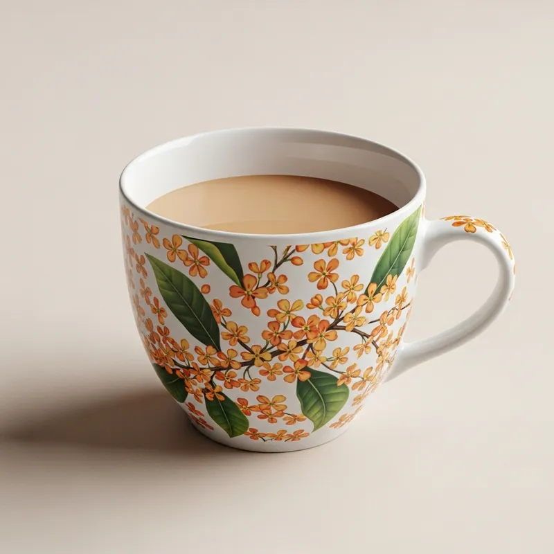 Osmanthus Flower Milk Tea Cup | Floral Design Detail