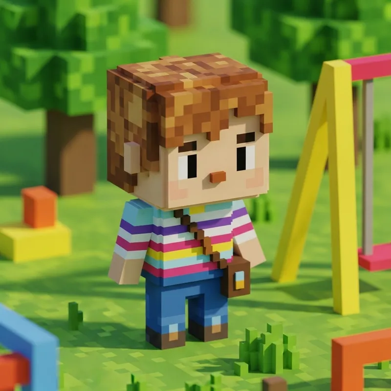 Colorful Voxel Character for Kids – Playful Design