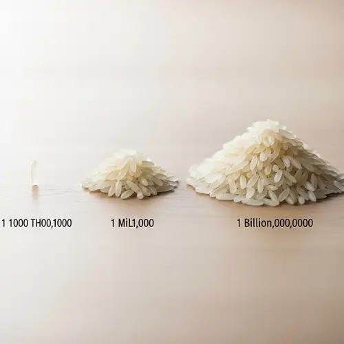 Visualizing Large Numerical Values with Rice Grains
