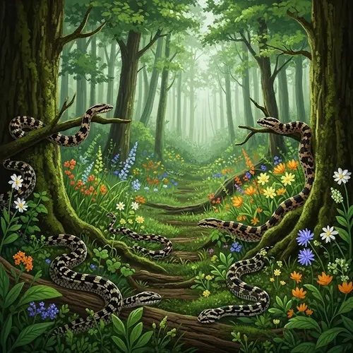 Enchanting Forest: Snakes, Flowers & Nature's Symphony