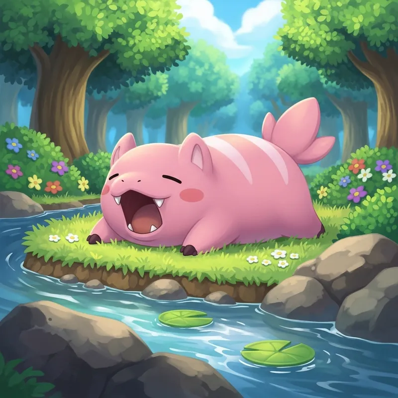 Cute Pokemon Slowpoke Photos | Tranquil Forest Scene