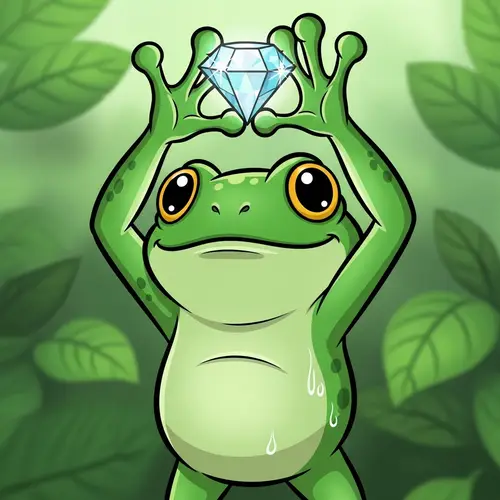 Pepe Meme Frog Holding a Shiny Gem