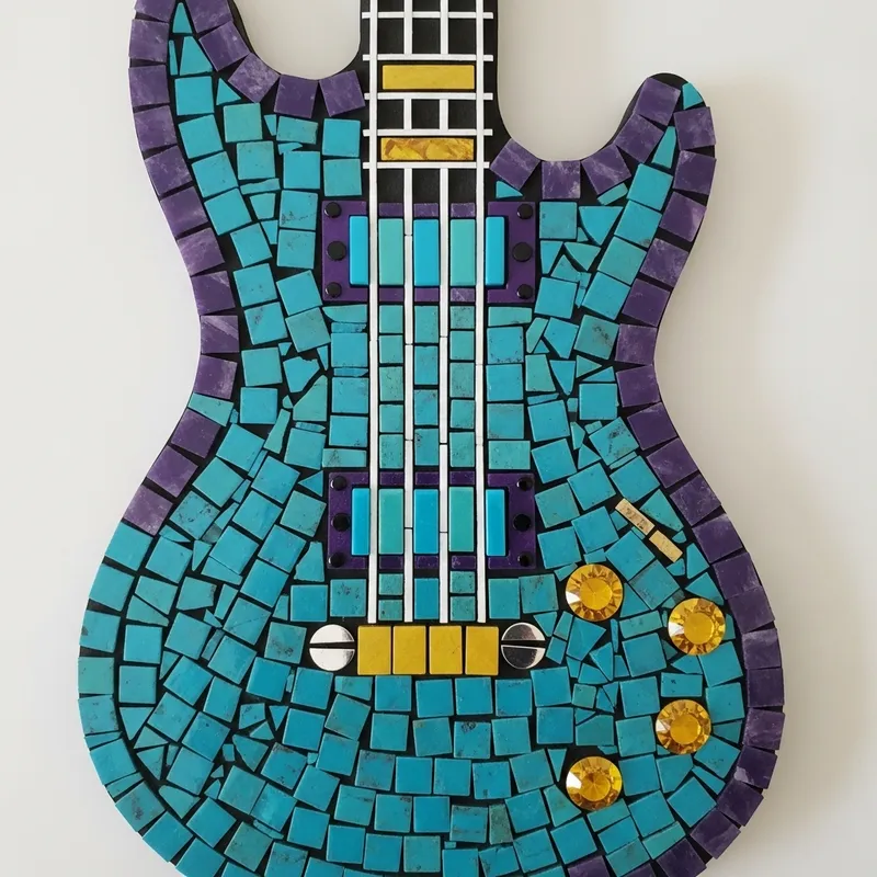 Unique Mosaic Electric Guitar Art Piece