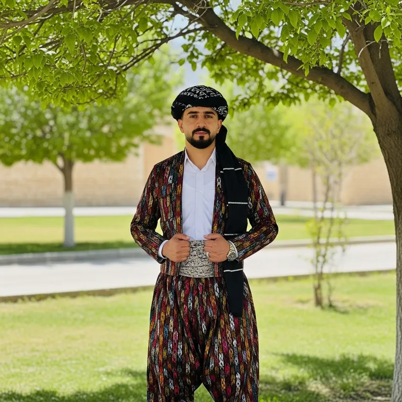 Kurdish Man in Vibrant Traditional Clothing