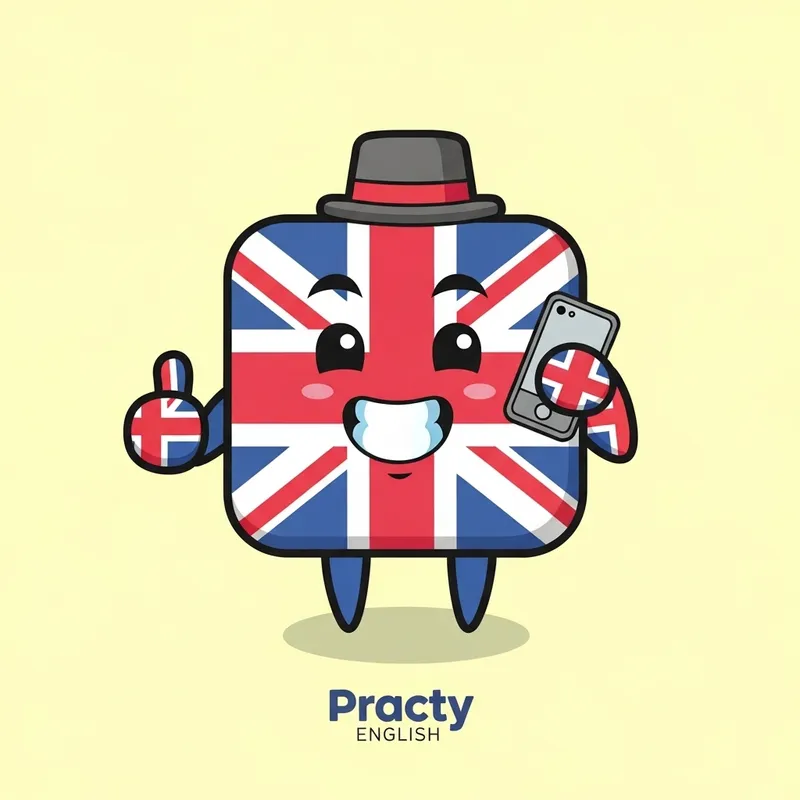 Friendly British Flag Cartoon for English Practice
