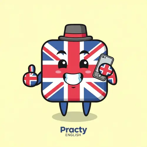 Cute British Flag Cartoon for Practy English Service