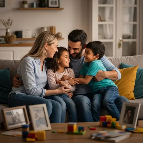 Happy Multicultural Family Bonding in Cozy Living Room | Family Love