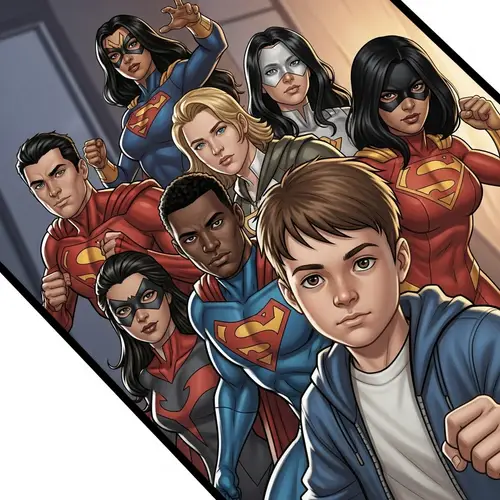 Dynamic Superhero Team in Action : Comic Book Art Style