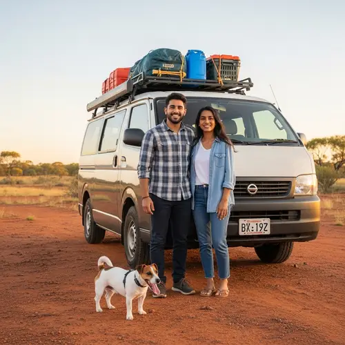 Couple Traveling Australia with Jack Russell Dog